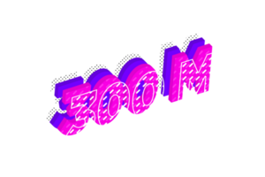 300 million subscribers celebration greeting Number with rose gold design png