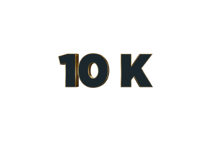 10 k subscribers celebration greeting Number with luxury design png