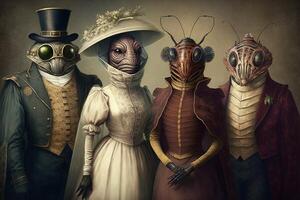 insects animals dressed in victorian era clothing illustration photo