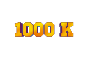 1000 k suscriptores celebracion saludo número con 3d diseño png