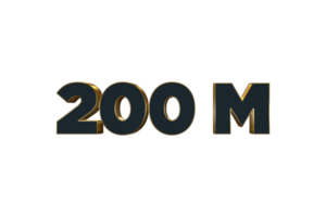 200 million subscribers celebration greeting Number with luxury design png