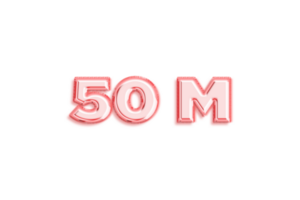 50 million subscribers celebration greeting Number with rose gold design png