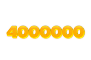 4000000 subscribers celebration greeting Number with yellow design png