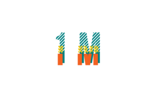 1 million subscribers celebration greeting Number with stripe design png