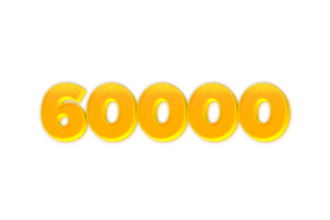 60000 subscribers celebration greeting Number with yellow design png