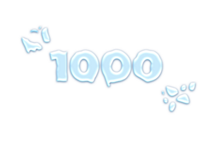 1000 subscribers celebration greeting Number with water design png