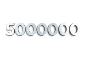 5000000 subscribers celebration greeting Number with steel design png