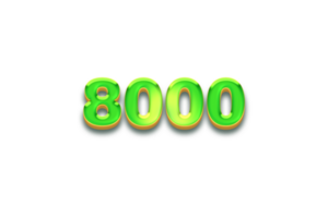 8000 subscribers celebration greeting Number with candy design png