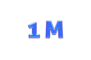 1 million subscribers celebration greeting Number with blue glosse design png