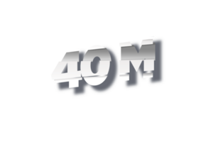 40 miljon prenumeranter firande hälsning siffra med skärande design png