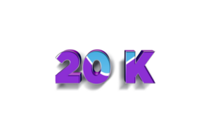 20 k subscribers celebration greeting Number with blue purple design png