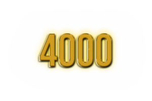 4000 subscribers celebration greeting Number with golden design png