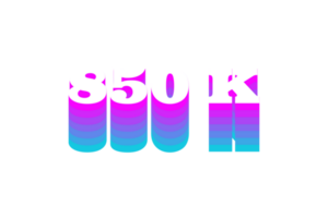 850 k subscribers celebration greeting Number with multi color design png