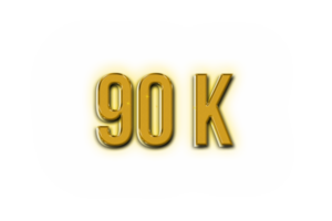 90 million subscribers celebration greeting Number with golden design png