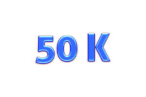 50 k subscribers celebration greeting Number with blue glosse  design png