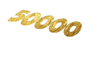 50000 subscribers celebration greeting Number with golden paper design png