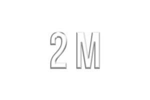 2 million subscribers celebration greeting Number with silver design png