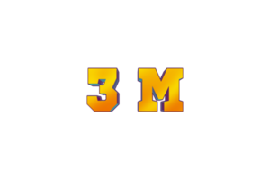 3 million subscribers celebration greeting Number with 3d design png