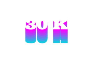 30 k subscribers celebration greeting Number with multi color design png