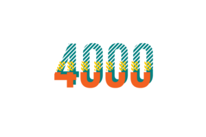 4000 subscribers celebration greeting Number with strips design png