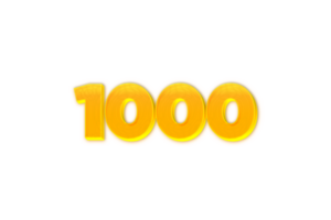 1000 subscribers celebration greeting Number with yellow design png