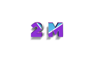2 million subscribers celebration greeting Number with blue purple design png
