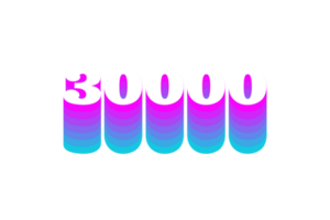30000 subscribers celebration greeting Number with multi color design png