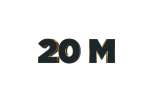 20 million subscribers celebration greeting Number with cutting design png