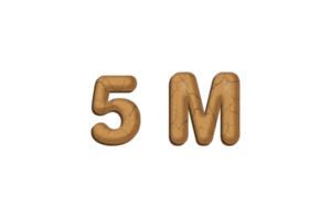 5 million subscribers celebration greeting Number with mud design png