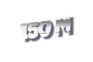 150 million subscribers celebration greeting Number with cutting design png