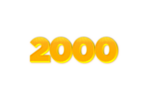 2000 Abonnenten Feier Gruß Nummer mit Gelb Design png