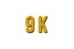 9 k subscribers celebration greeting Number with golden design png