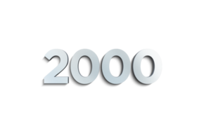 2000 subscribers celebration greeting Number with steel design png