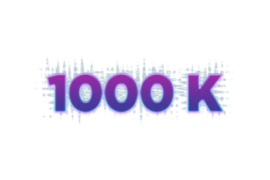 1000 k subscribers celebration greeting Number with purple glowing design png