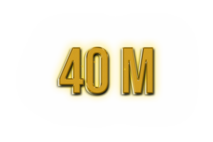 40 million subscribers celebration greeting Number with golden design png