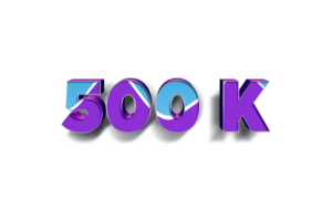500 k subscribers celebration greeting Number with blue purple design png