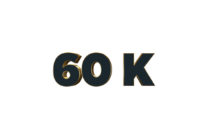 60 k subscribers celebration greeting Number with luxury design png