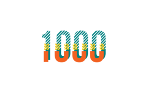 1000 prenumeranter firande hälsning siffra med remsor design png