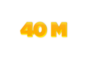 40 millón suscriptores celebracion saludo número con amarillo diseño png