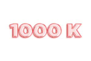 1000 k subscribers celebration greeting Number with rose gold design png