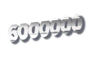 6000000 subscribers celebration greeting Number with cutting design png