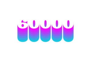 60000 subscribers celebration greeting Number with multi color design png