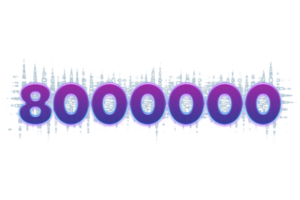 8000000 suscriptores celebracion saludo número con púrpura brillante diseño png