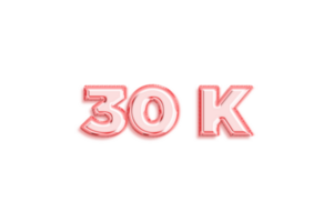 30 k subscribers celebration greeting Number with rose gold design png
