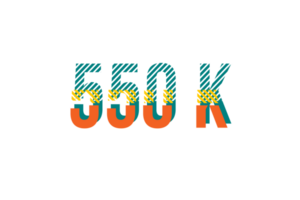 550 k subscribers celebration greeting Number with strips design png