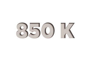 850 k subscribers celebration greeting Number with marble engraved design png