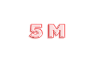 5 million subscribers celebration greeting Number with rose gold design png