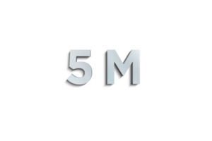 5 million subscribers celebration greeting Number with steel design png