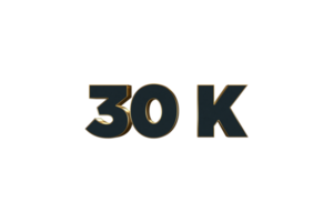30 k subscribers celebration greeting Number with luxury design png