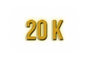 20 k subscribers celebration greeting Number with golden design png